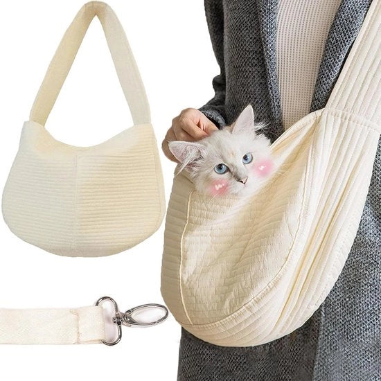 Borsa a Spalla per Animali - Porta-zaino Gatto Cane - Trasporto Comfortevole - Supporto al Torace Ampio - 40 x 26 cm - Nero