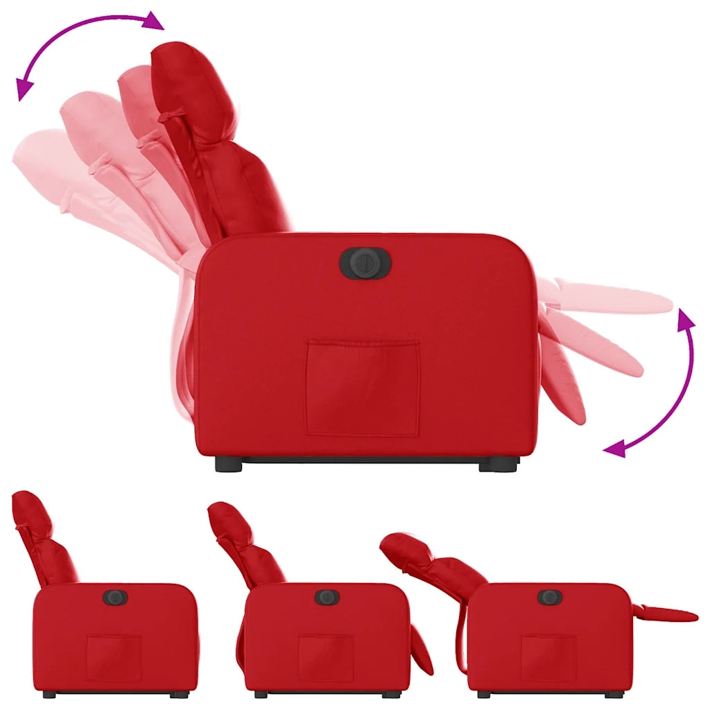 Poltrona Alzapersona Reclinabile Elettrica Rossa in Similpelle 3206768