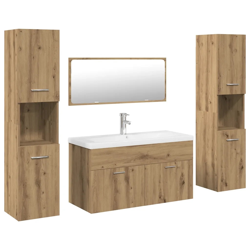 Set Mobili da Bagno 5 pz Rovere Artigianale Legno Multistrato 3328920