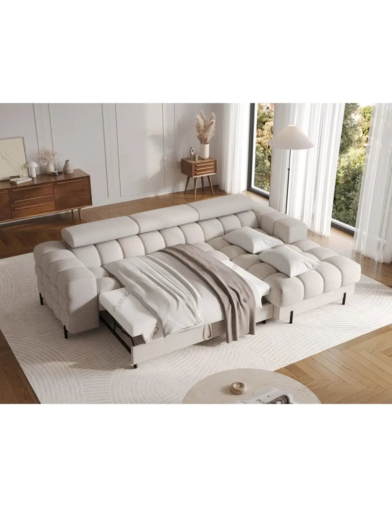 Divano ad angolo destro convertibile Beige dallo stile contemporaneo 285x99x181cm FILTRO
