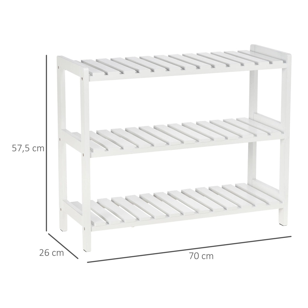 Scarpiera a 3 Ripiani per Ingresso ¨C zephmum ¨C Bianco 70x26x57.5 cm