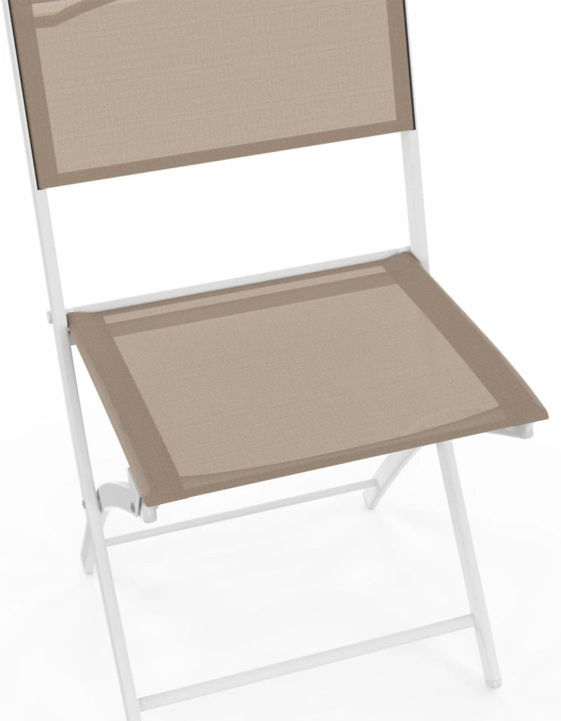 Set di 6 sedie da giardino pieghevoli Bastia metallo e textilene bianco e beige
