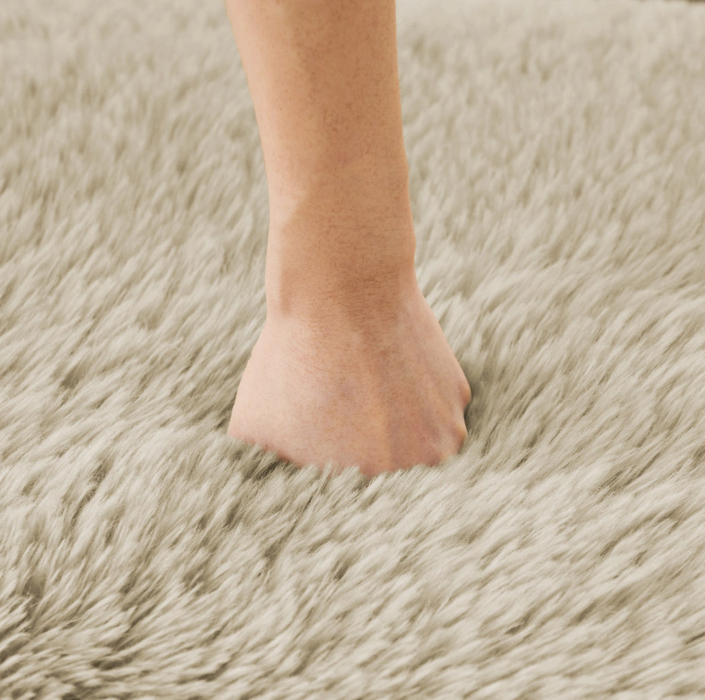 Divano modulare senza struttura 204x104x73 cm in tessuto plush; base antiscivolo; kaki chiaro