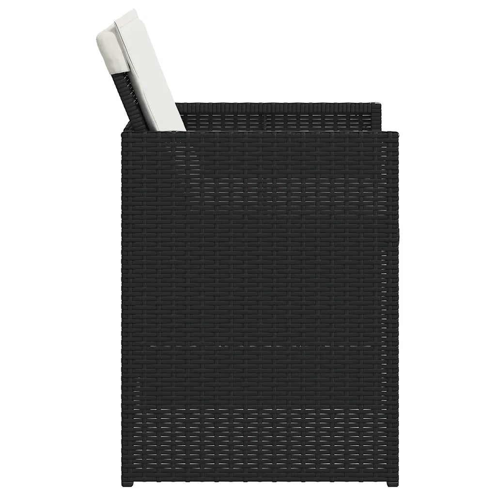 Set da Pranzo da Giardino 5 pz | Set Salotto da Giardino Nero con Cuscini in Polyrattan