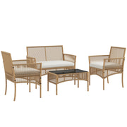 Set divano giardino 4 pezzi ¨C zephmum ¨C canap¨¦ 2 posti 2 poltrone tavolino vetro