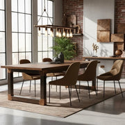 Set di 4 sedie da pranzo imbottite in tessuto marrone Harmony con struttura in metallo facili da pulire | Duzzle