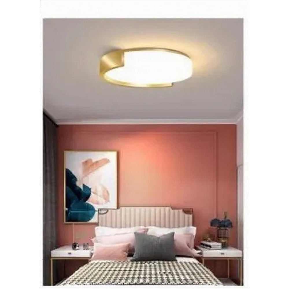 Trade Shop - Plafoniera Led 24w Cerchio Oro Design Moderno Soffitto Tonda Luce Naturale 50118 -