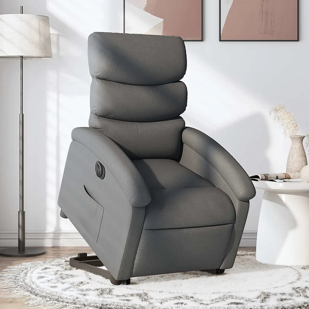 Poltrona Alzapersona Reclinabile Elettrica Grigio Scuro Tessuto 3204003