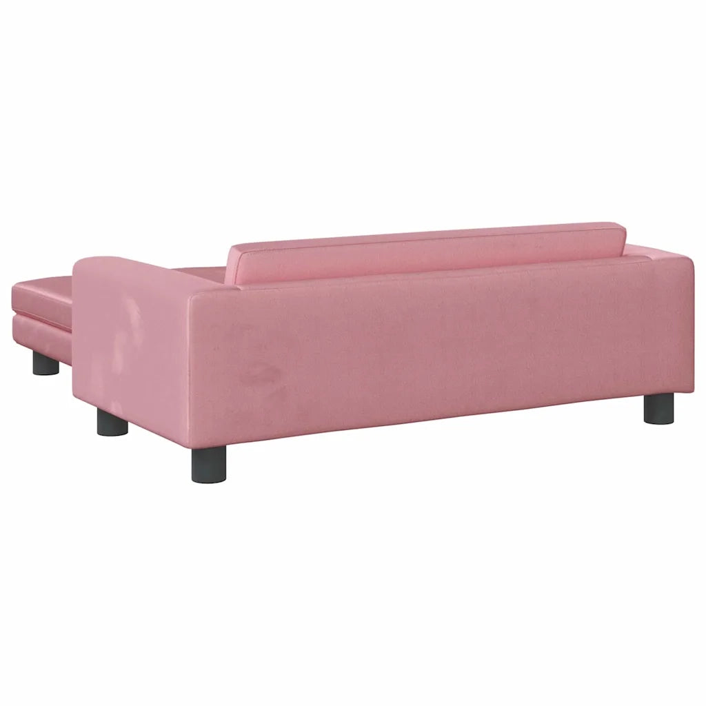 Divano per Bambini con Poggiapiedi-Sofa-Divanetto Rosa 100x50x30 cm in Velluto