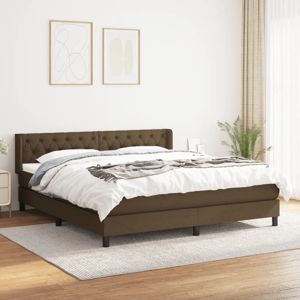 Giroletto a Molle con Materasso Marrone Scuro 160x200cm Tessuto cod mxl 41226