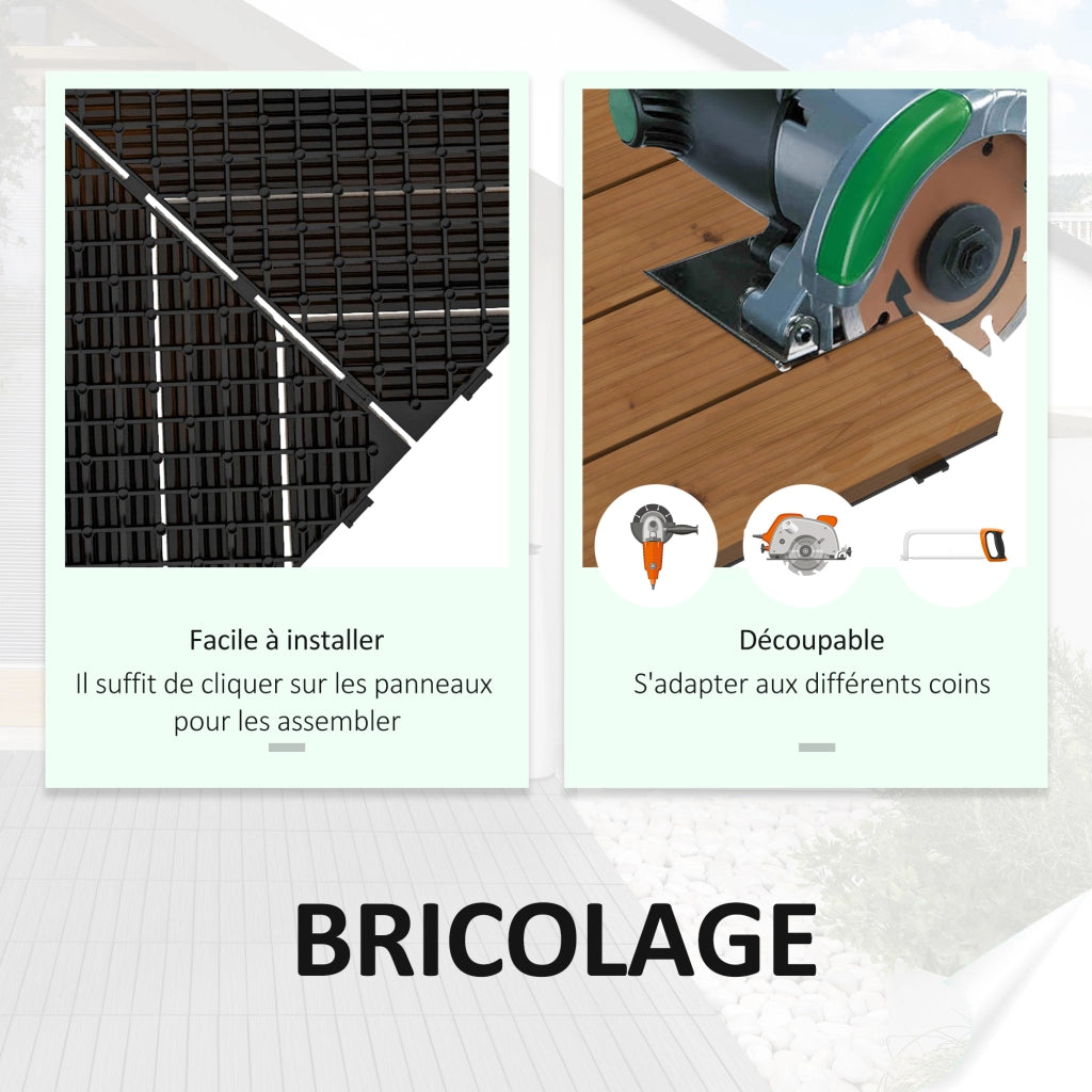 Griglia per Terrazzo ¨C zephmum ¨C Grigio, Polipropilene, 12 Pezzi
