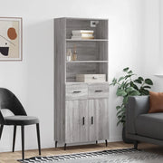 Credenza-Buffet-Armadio da cucina Grigio Sonoma 69,5x34x180 cm in Legno Multistrato 241629