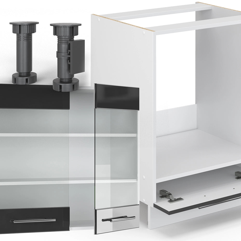 Cucina angolare completa Fame-Line Antracite lucido/Bianco 287 x 227 cm, PL Marmo Vicco