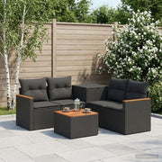 Set di divani 6 pz Nero Rattan sintetico e Acciaio 3447613
