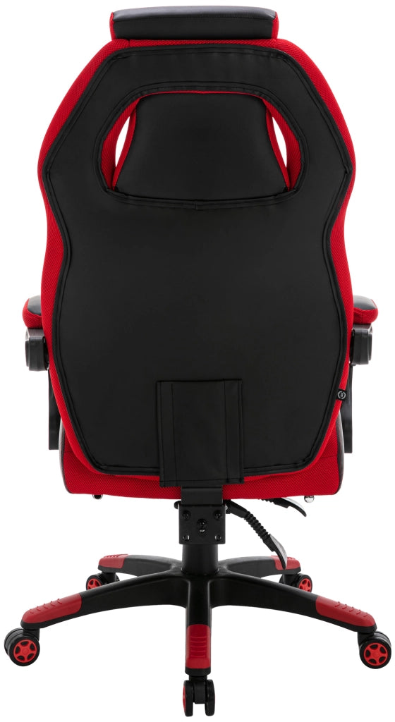 Sedia da ufficio Clovis in similpelle nero/rosso