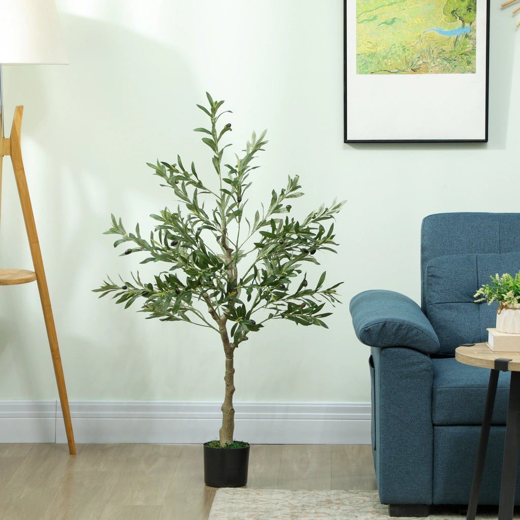 Albero di Olivo Artificiale 120 cm con Vaso ¨C zephmum ¨C Verde