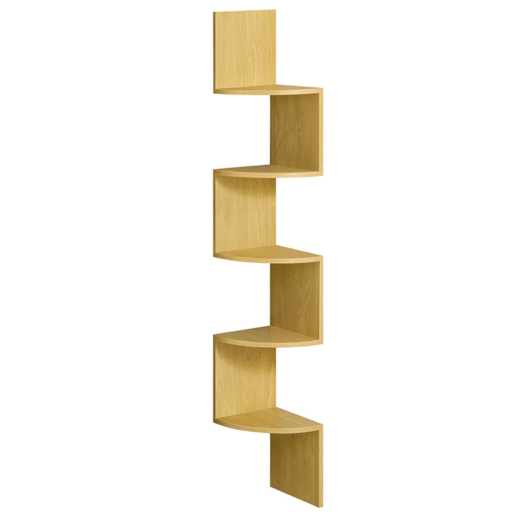 Mensola angolare da parete con 5 ripiani sospesi 20 x 20 x 126 cm per cucina camera da letto soggiorno ufficio piante CD decorazioni souvenir beige 12_0005629