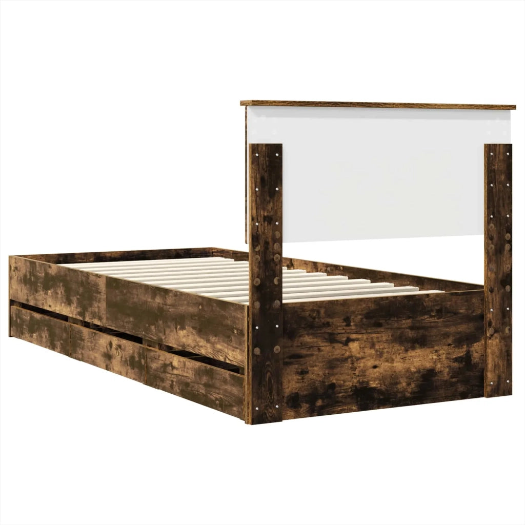 Struttura del letto con cassetto Rovere fumé 75 x 190 cm 3408037