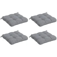 Set di 4 Cuscini per Sedie da Giardino, Cuscini per Esterno Trapuntati, 48L x 48P cm, Grigio