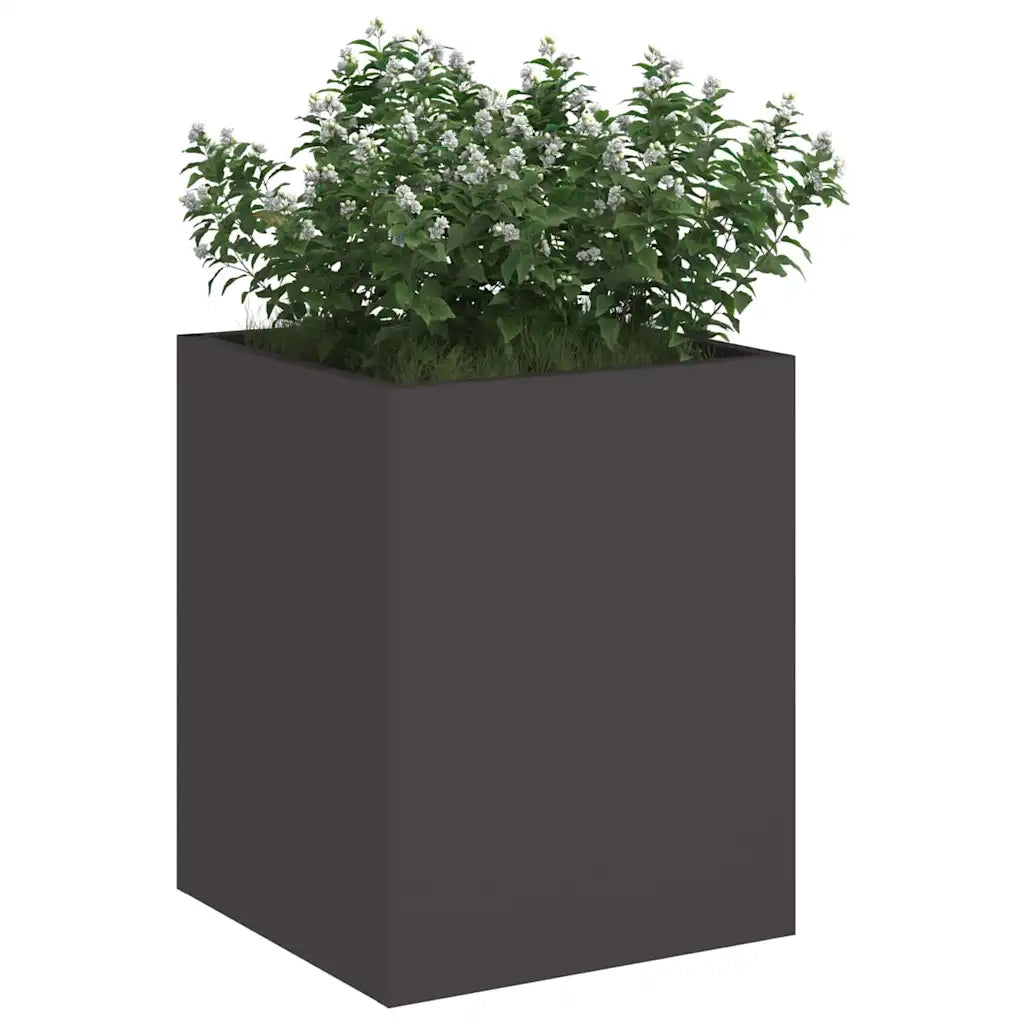 Fioriere | Cassetta per fiori | Vaso da giardino Nero 32 x 32 x 40 cm Acciaio laminato a freddo