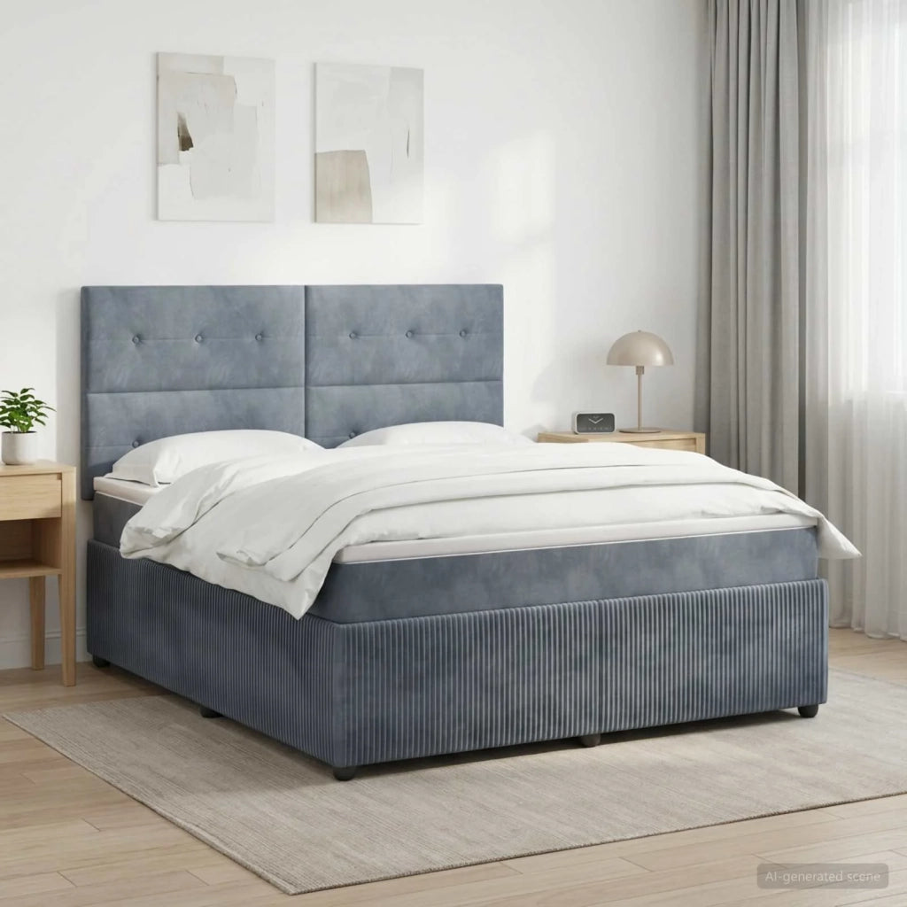 Letto Box Spring LED con Materasso Grigio Scuro 160 x 200 cm 3456102