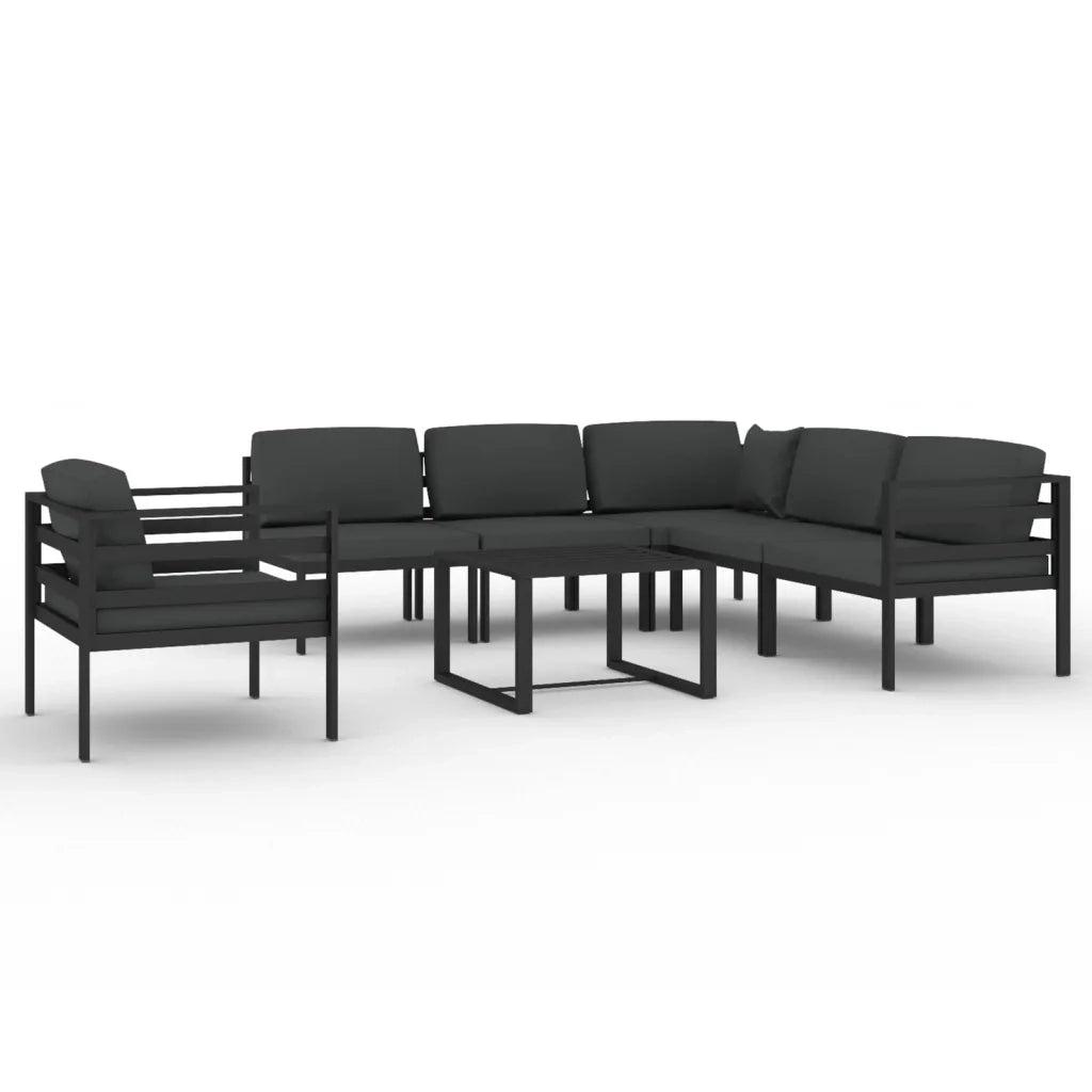 Set Divani da Giardino 7 pz con Cuscini in Alluminio Antracite cod mxl 40798
