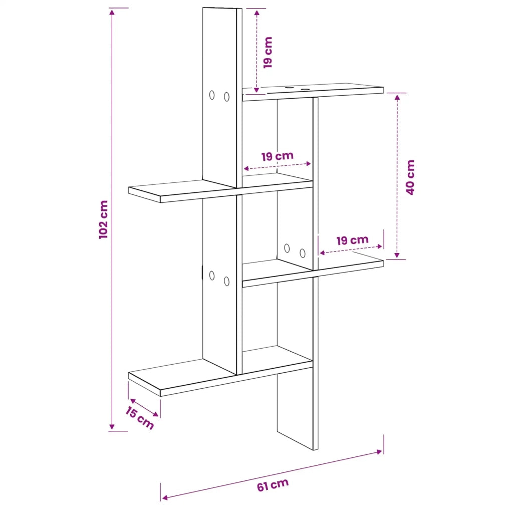 Scaffale da parete Legno antico 61 x 15 x 102 cm 8012194