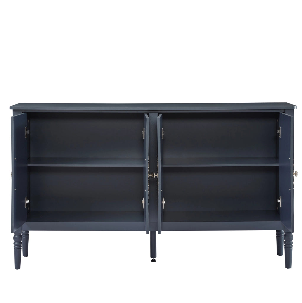 Sideboard 160x40x89 cm con ampio spazio contenitivo in truciolare; MDF e metallo; blu navy
