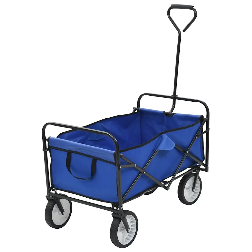 Carrello Pieghevole a Mano in Acciaio Blu 143779