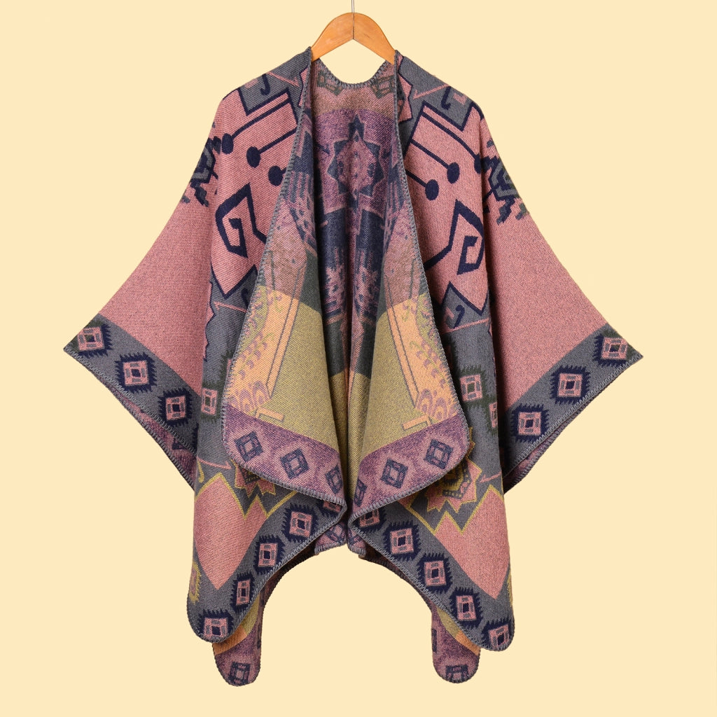 Sciarpa jacquard da donna, versatile, con motivo a note musicali, cappa spessa e calda