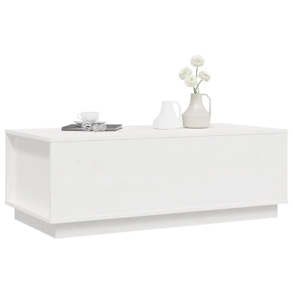 Tavolino da Salotto Bianco 100x50x35 cm Legno Massello di Pino cod mxl 26415