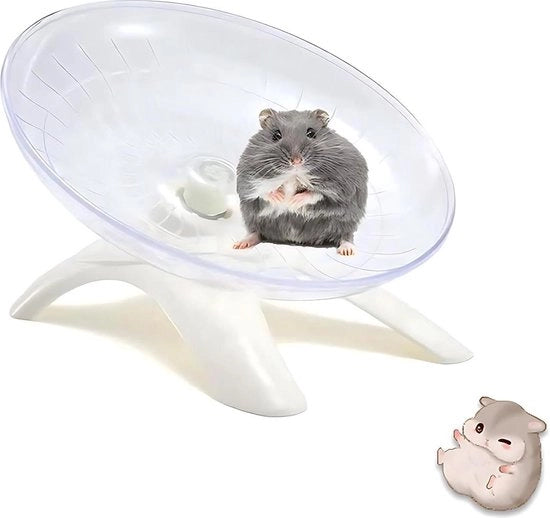 Ferro da esercizio per hamster 18 cm - Trottatrice silenziosa per gerbili, topi e piccoli animali domestici - Bianco