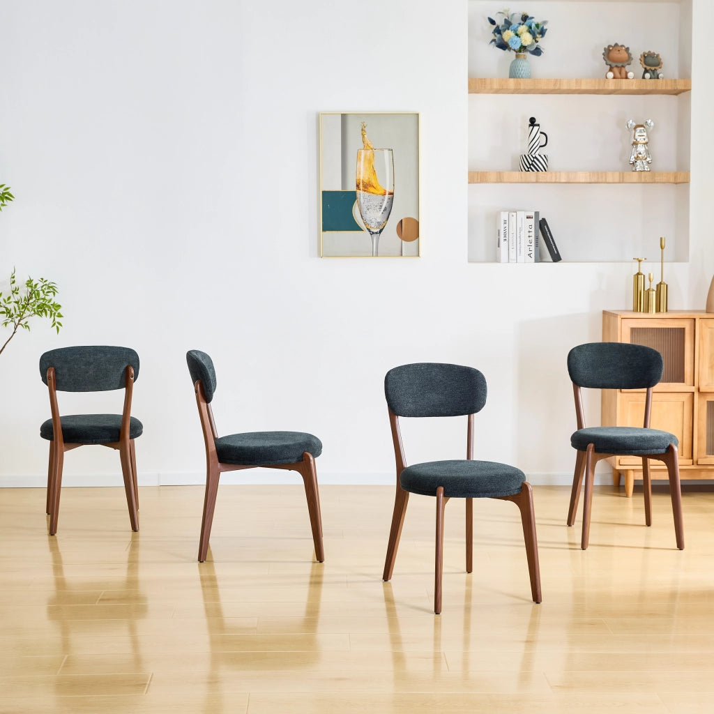 Set 4 Sedie da Pranzo Imbottite in Tessuto ¨C MINIMAL ¨C Stile Moderno, Beige