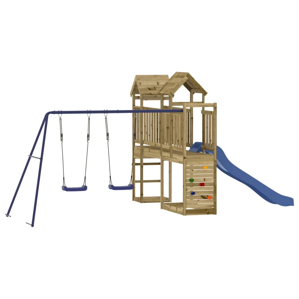 Parco giochi per esterni altalena per arrampicata scivolo altalena robusta giochi da giardino 495 x 339 x 214 cm legno di pino impregnato 02_0004916