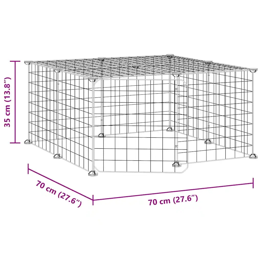 Gabbia per Animali 12 Pannelli con Porta Nero 35x35 cm Acciaio 3114051