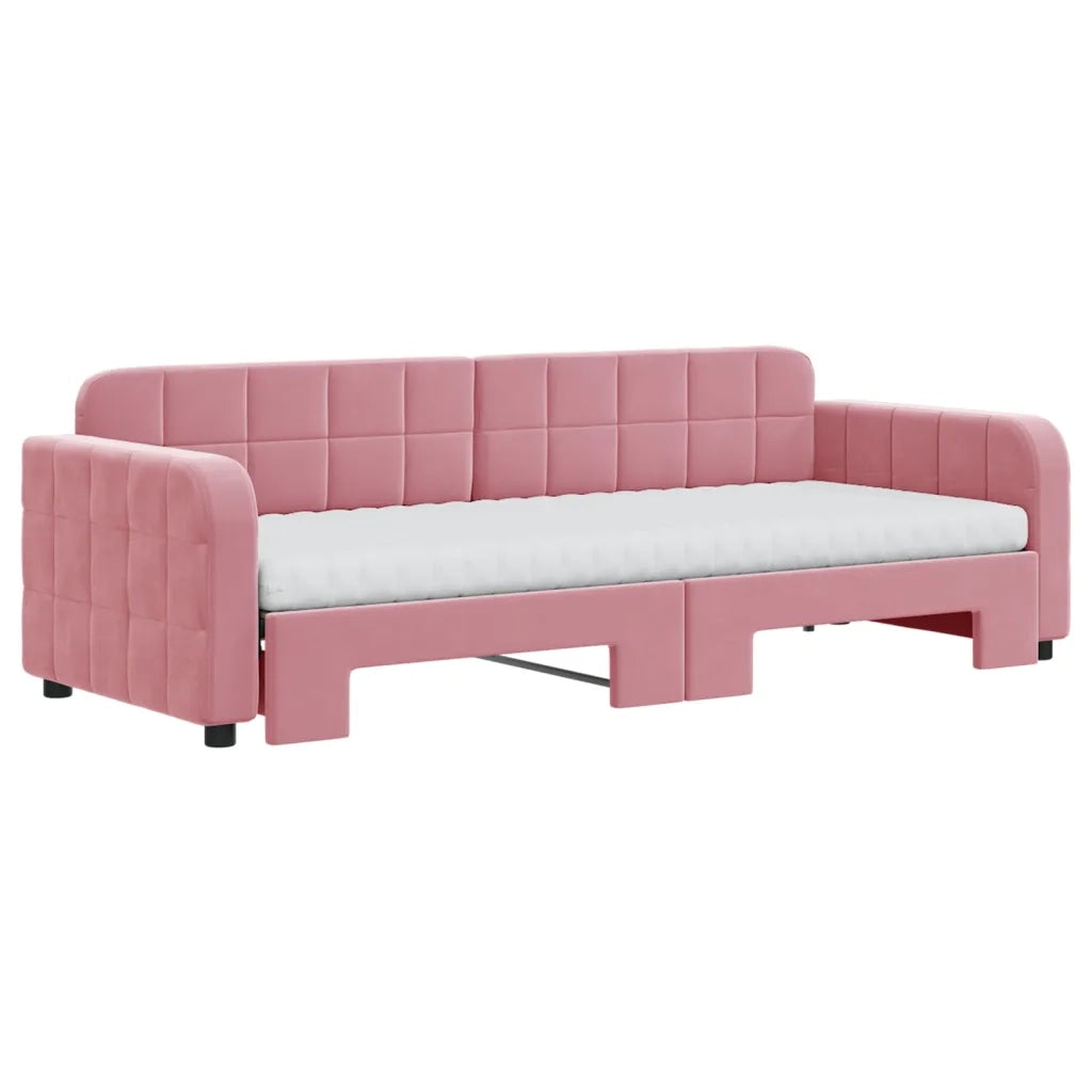 Divano Letto Estraibile con Materassi Rosa 80x200 cm Velluto 3196949