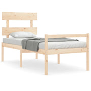 Letto singolo | Letto per adulti | Letto per Anziani con Testiera 90x200 cm in Legno Massello