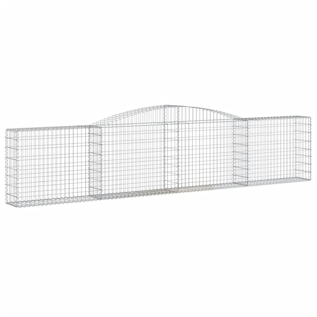Cestini gabbioni recinzione a gabbia muro di contenimento ad arco 10 pezzi 400 x 30 x 80/100 cm ferro zincato argento 02_0040284
