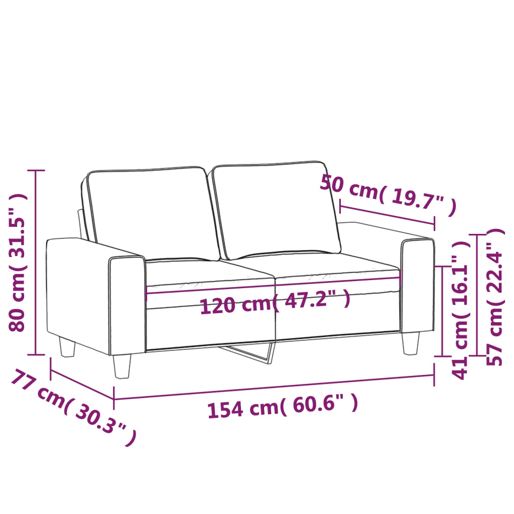 Divano a 2 Posti-Sofa 2 Posti Rosso Vino 120 cm in Tessuto 137445