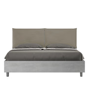 Letto Matrimoniale 160x200 cm Senza Rete Struttura Cemento con Cuscini in Similpelle Egos Appia Cappuccino