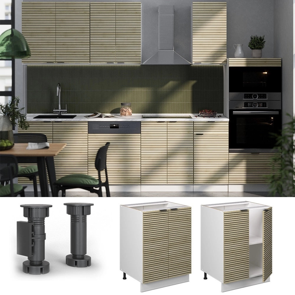 Mobiletto base cucina Fame-Line Pannello in quercia/Bianco 60 cm senza piano di lavoro Vicco