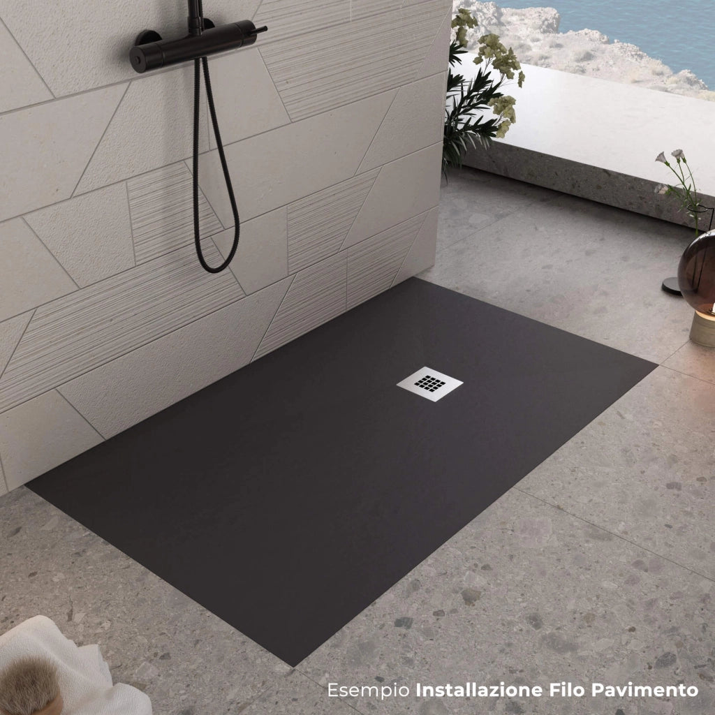 Piatto Doccia in Pietra 75x170 cm Bonussi Ardesia Everest Nero