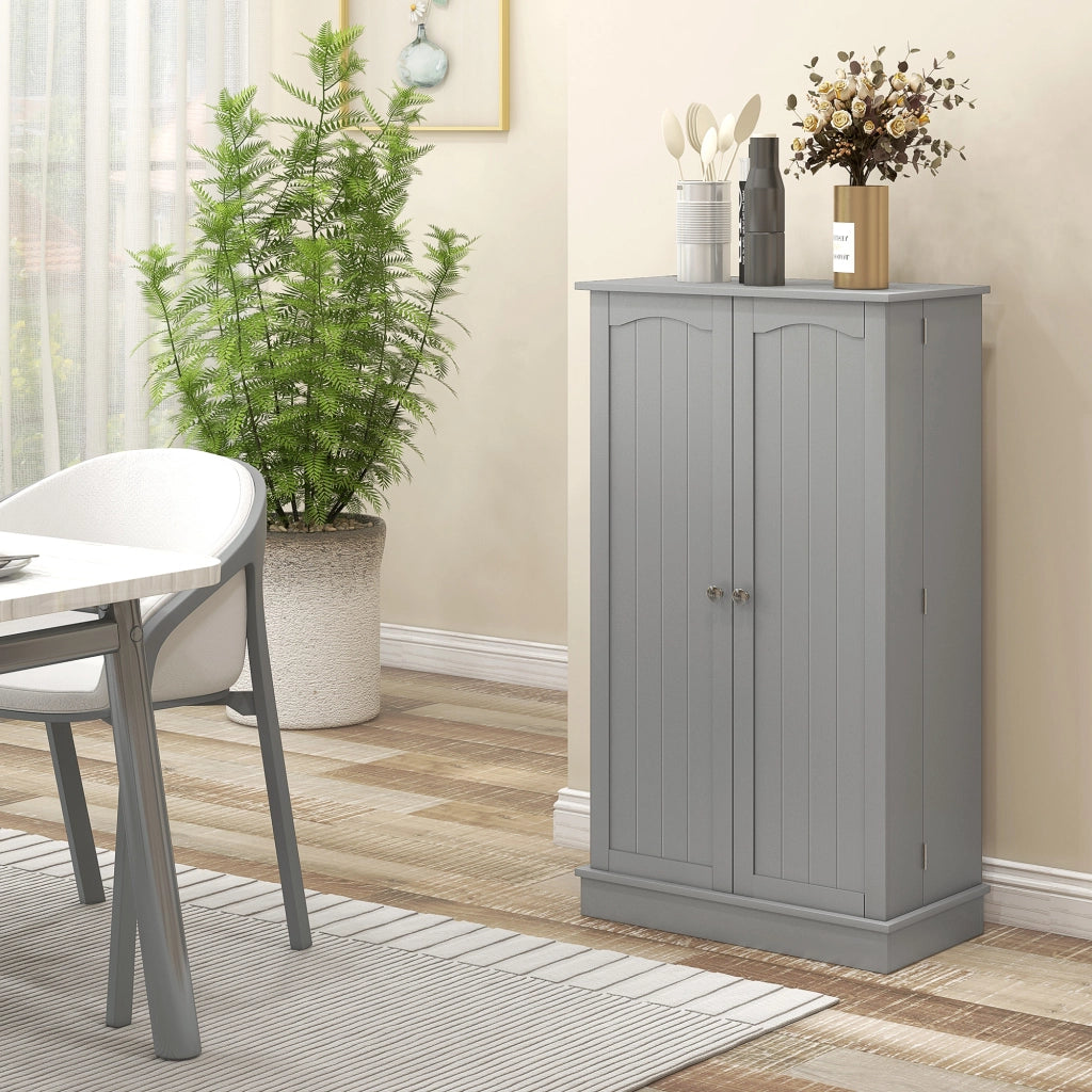 Armadio da Cucina con 5 Ripiani e 12 Porta Spezie ¨C Zephmum ¨C Grigio 60x30x104 cm