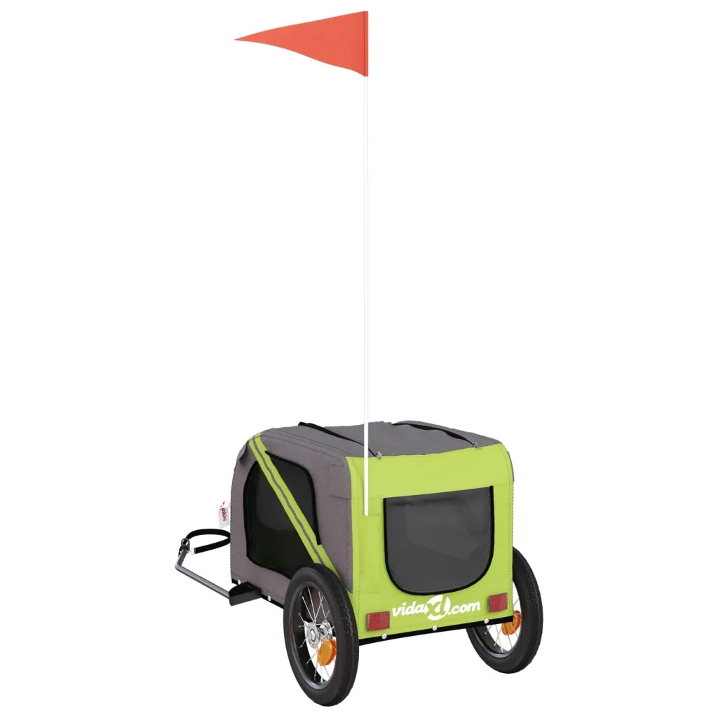 Rimorchio da Bici per Animali Verde e Grigio Oxford e Ferro CFW8976876