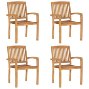 Sedie da Giardino Impilabili 4 pz con Cuscini Massello di Teak 3073219