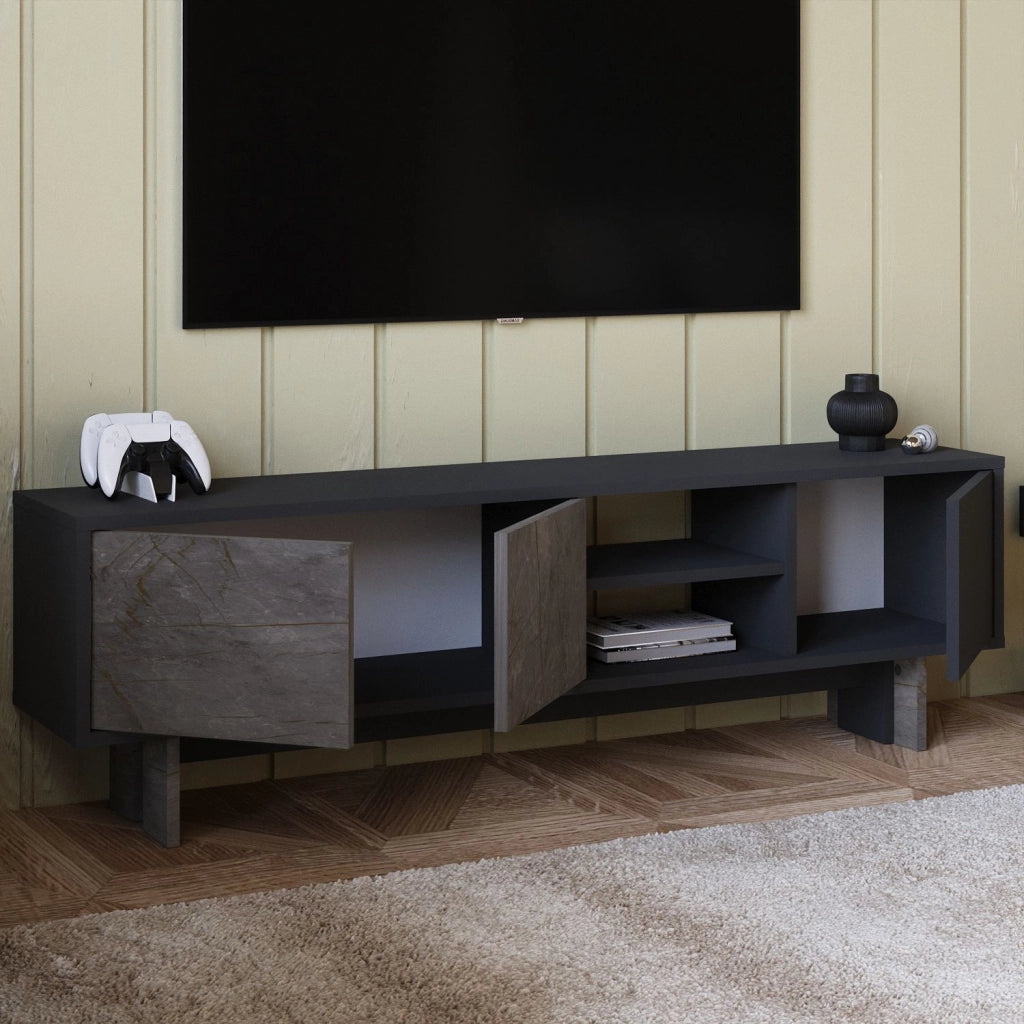 Mobile TV in legno "Ravello" - 150 x 30 x 45 cm - Grigio antracite