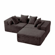 Divano modulare angolare con chaise longue e seduta senza braccioli - in schiuma e molle - nero