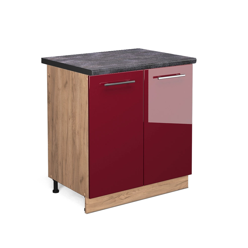 Mobile lavello cucina Fame-Line Bordeaux lucido/Rovere dorato 80 cm, PL Antracite Vicco