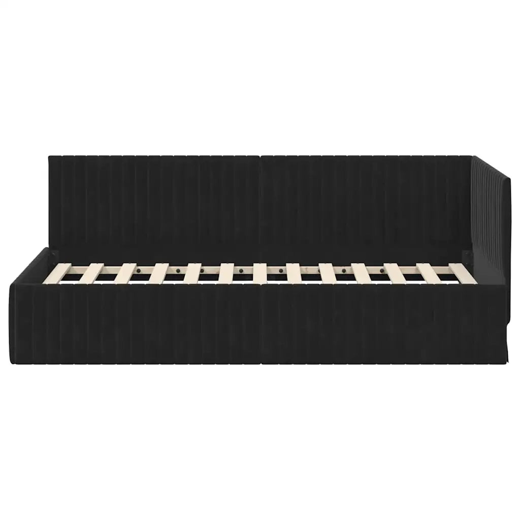 Cornice del letto ad angolo Nero 90 cm x 190 cm Velluto 42016261