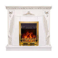 Camino Elettrico da Pavimento 103,5x110x30 cm Effetto Fiamma 2000W Napoli & Galileo Gold Bianco